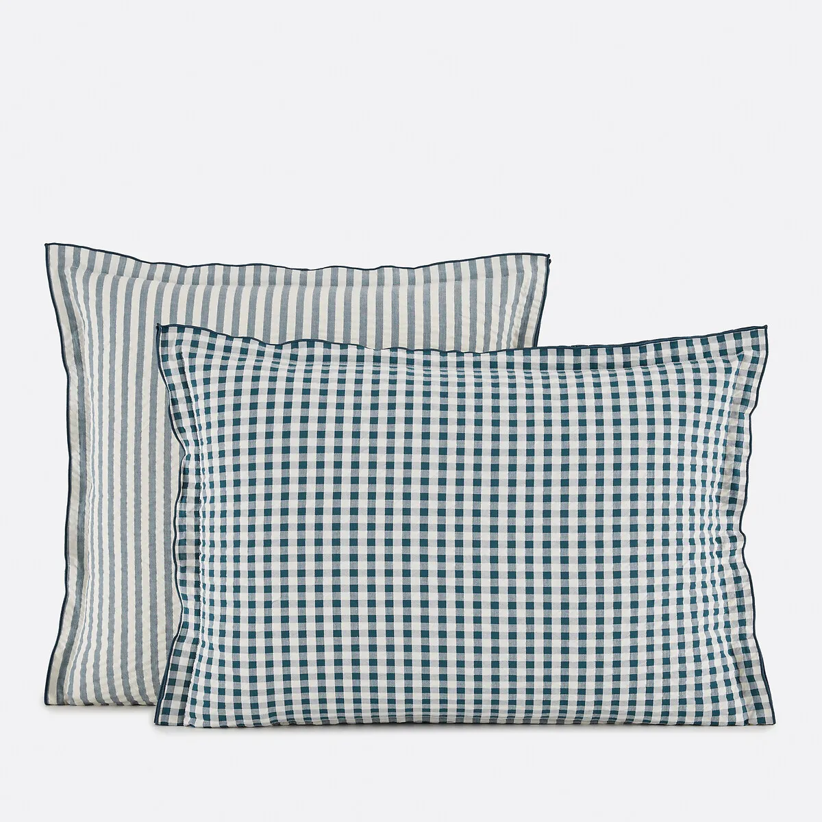 Taie D'oreiller Coton Seersucker, COTTAGE BLEU