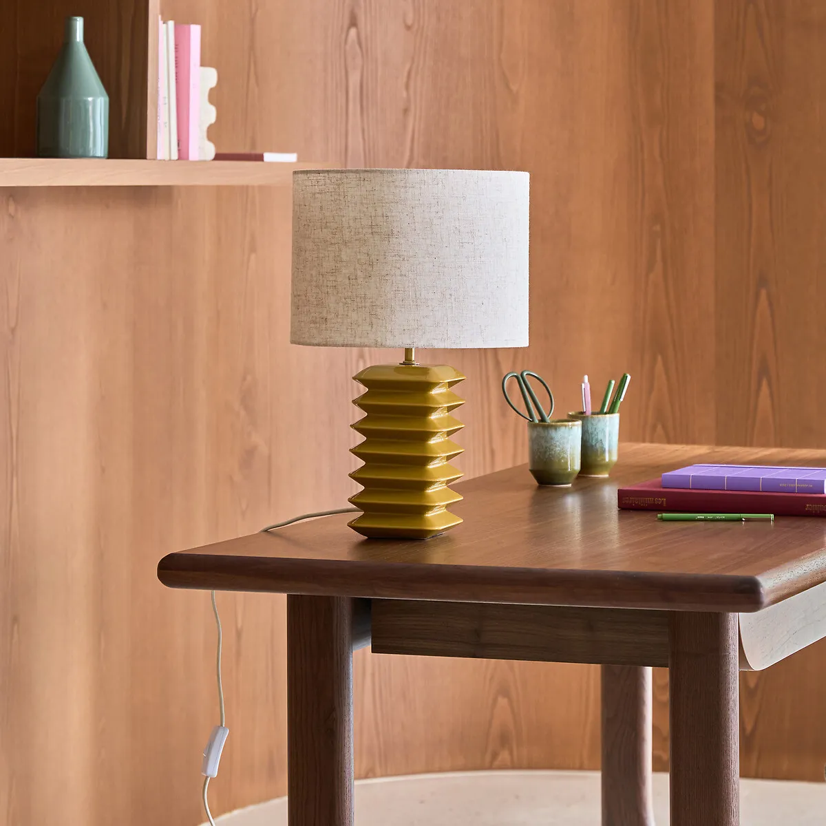 Lampe À Poser En Céramique Et Lin, Remilo — vue 3