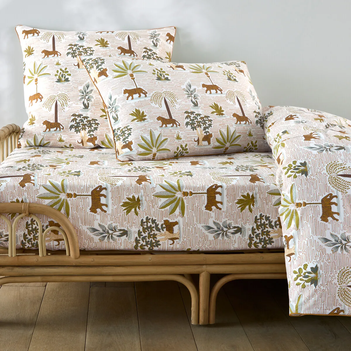 Drap-housse Enfant, En Coton Lavé, Bonnet 25 Cm, Imprimé Jungle, WILA