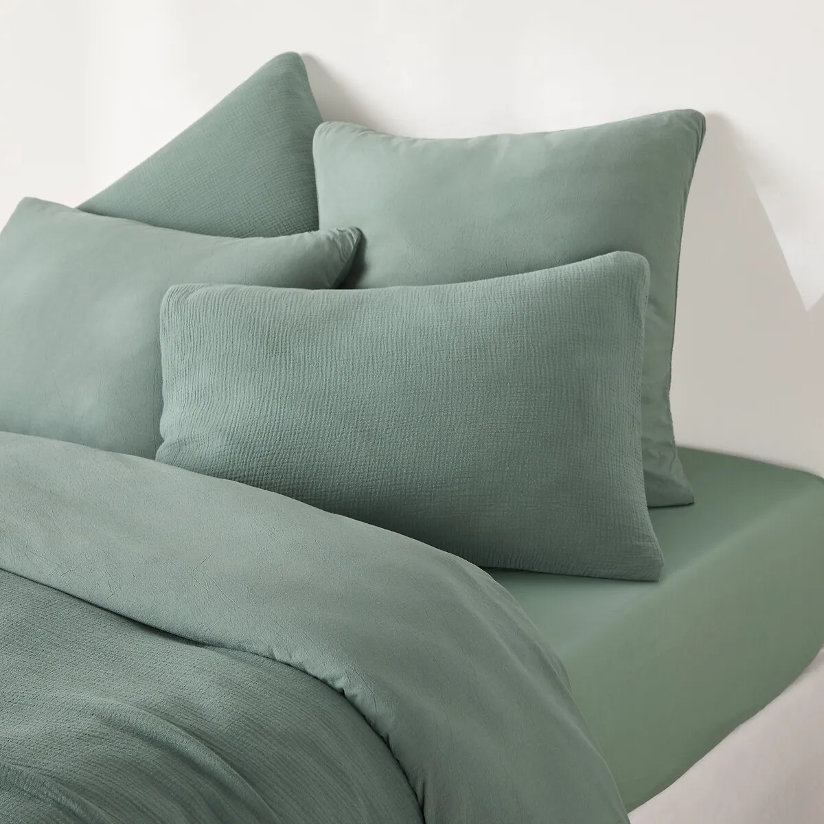 Drap-housse Uni, En Coton Lavé, Bonnet 30 Cm, KUMCO — vue 3