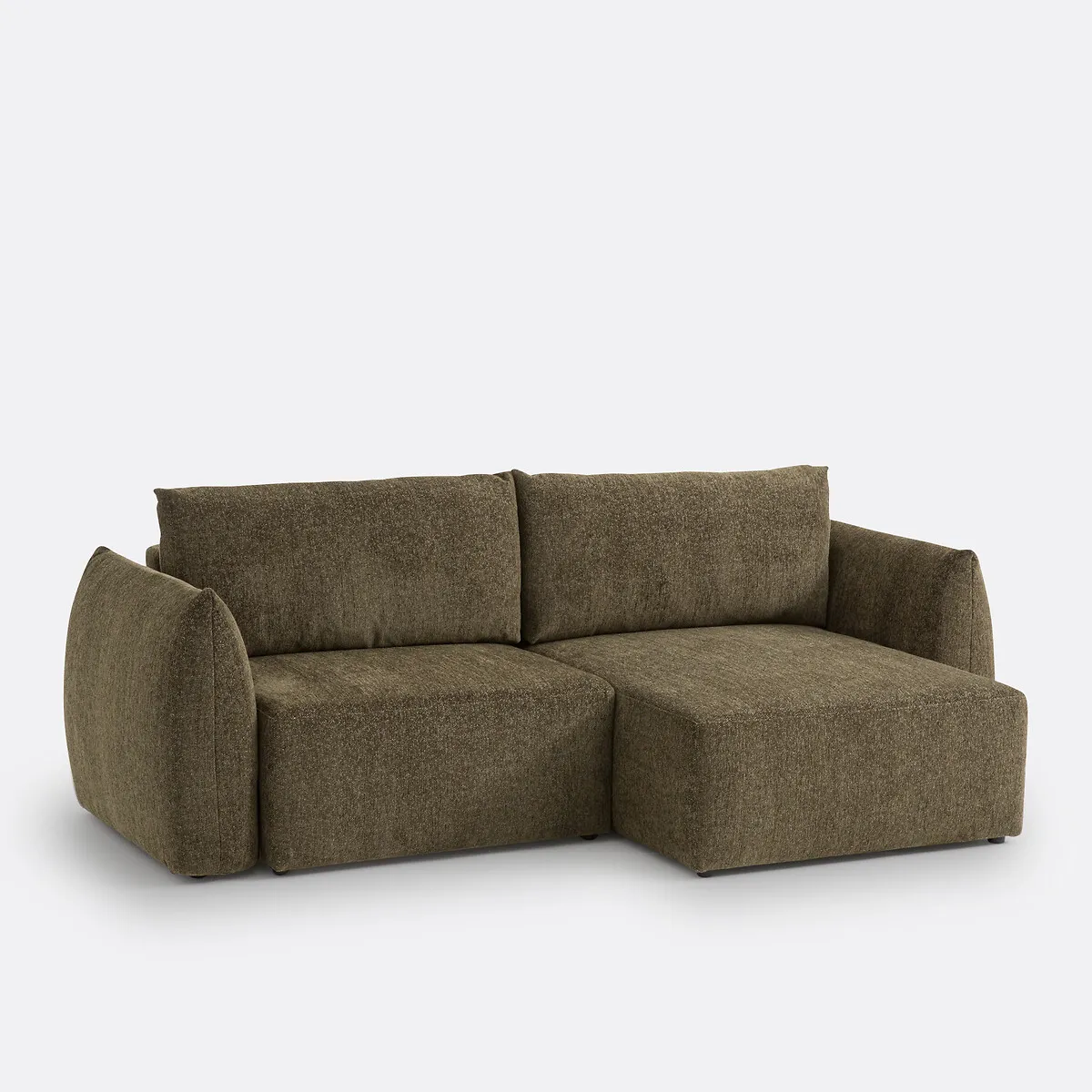 Canapé D'angle Convertible Avec Coffre, 3 Places, En Tissu Chenillé Chiné, EDITH — vue 3