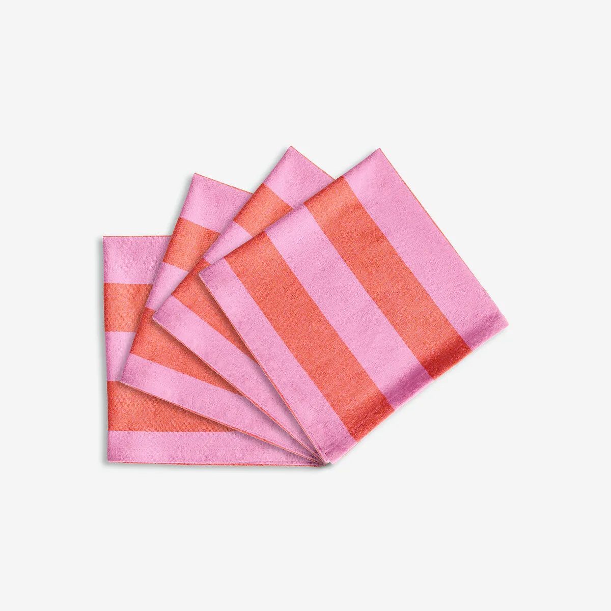 Lot De 4 Serviettes De Table Rayées, 30% Coton Recyclé, Tissé Teint, MIRELLA