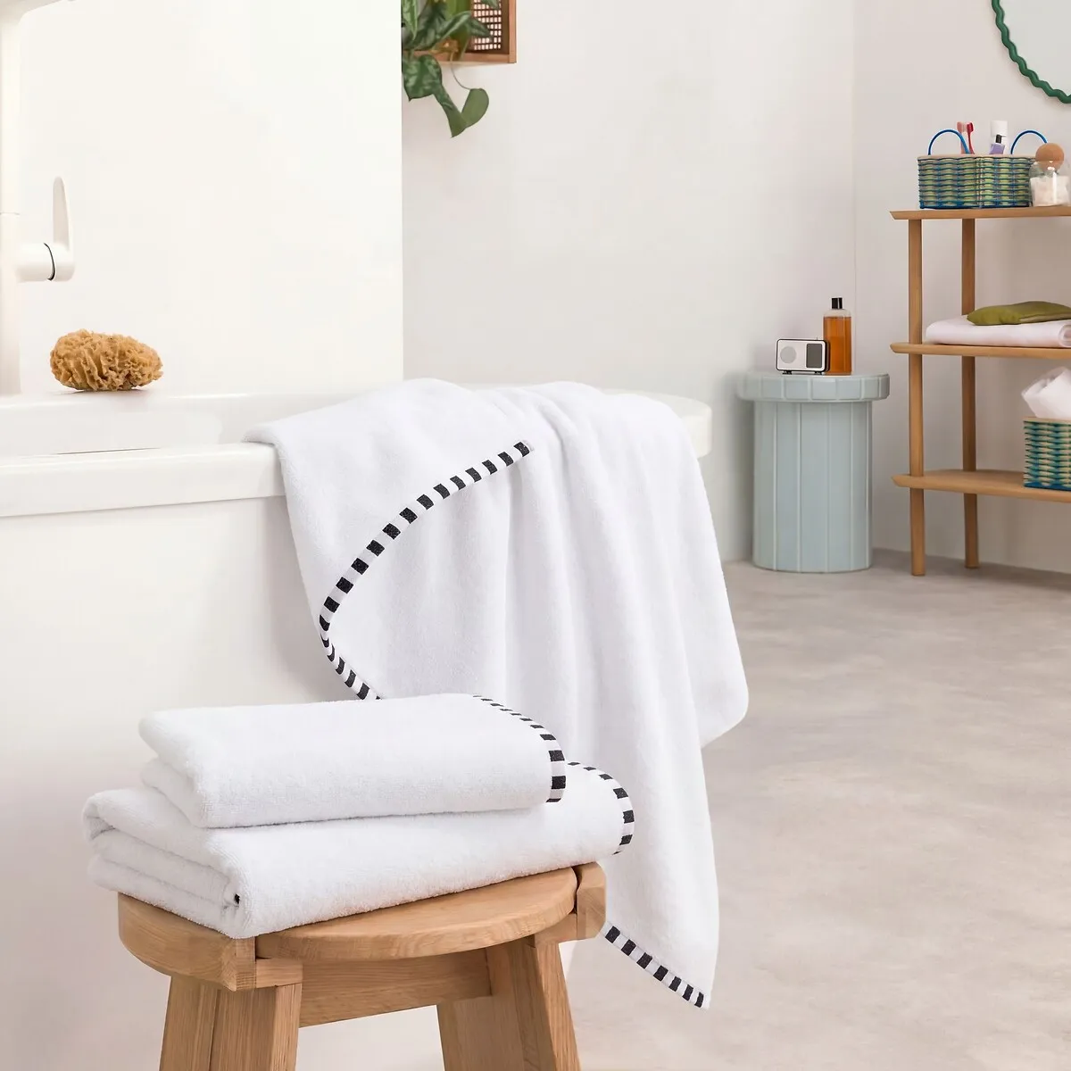 Drap De Bain En Éponge Bouclette 500g, 100% Coton Recyclé, TIZNIT — vue 3