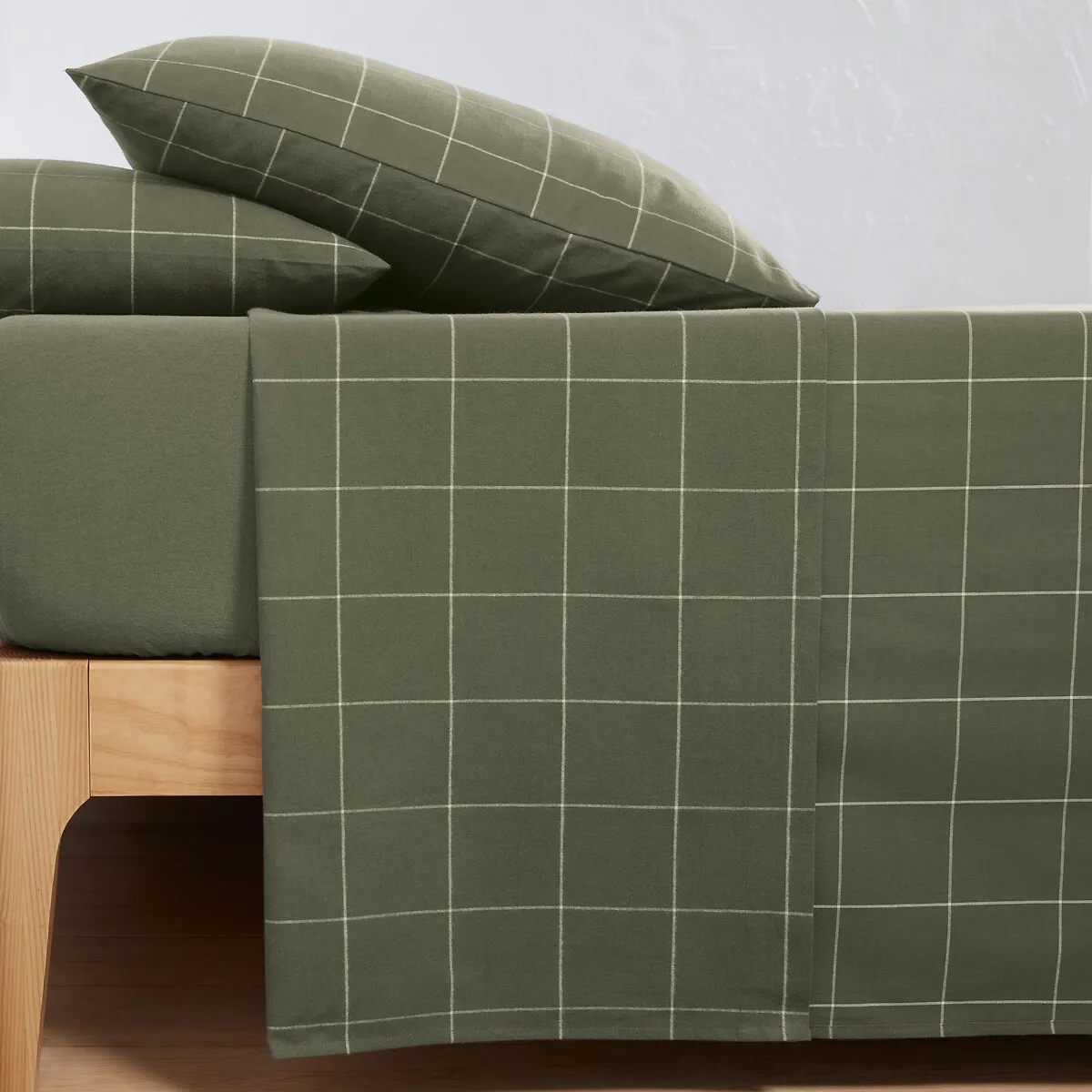 Drap Plat Flanelle, Charlie Kaki