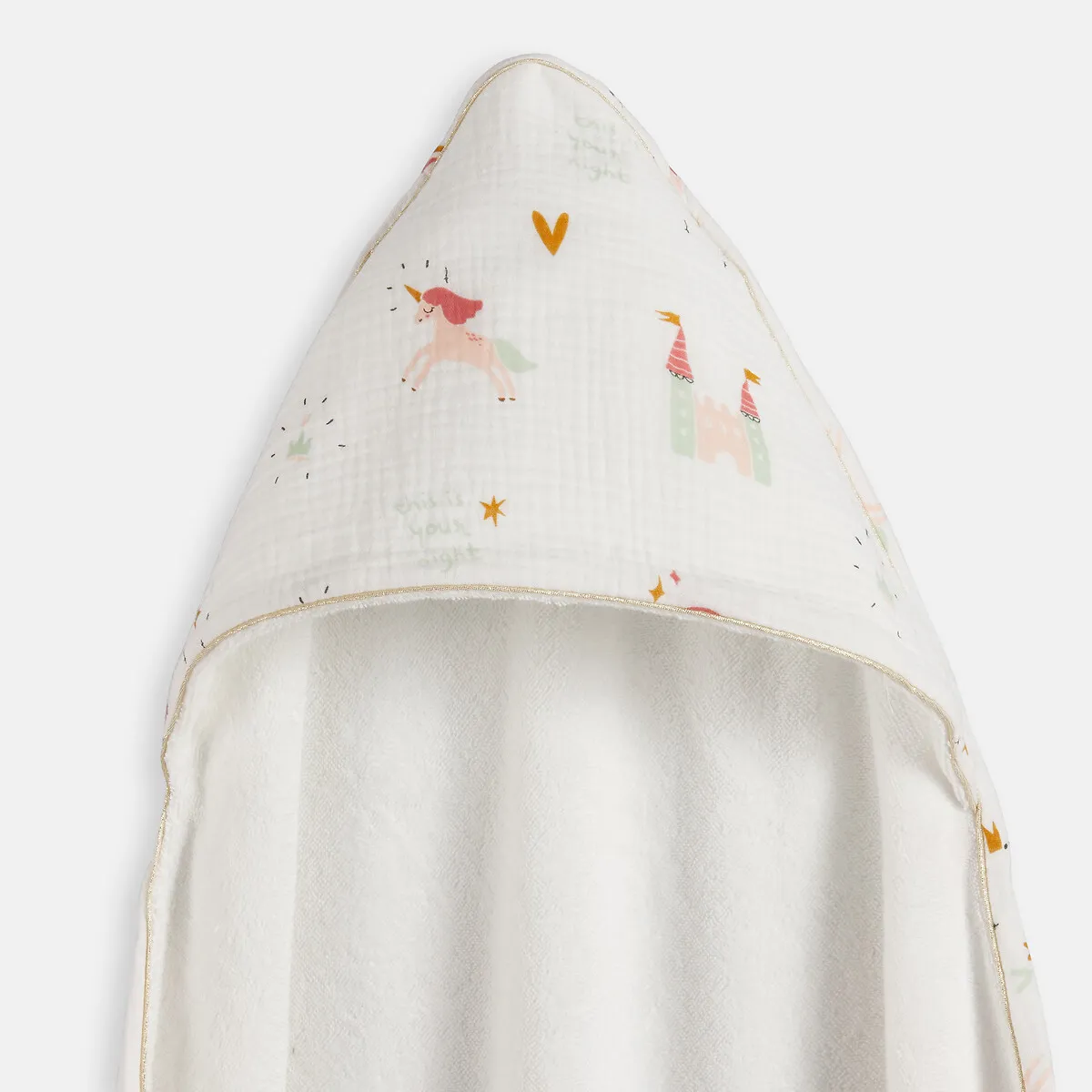 Cape De Bain En Gaze De Coton Et Éponge Bouclette 380g, CHATEAU LICORNE — vue 3