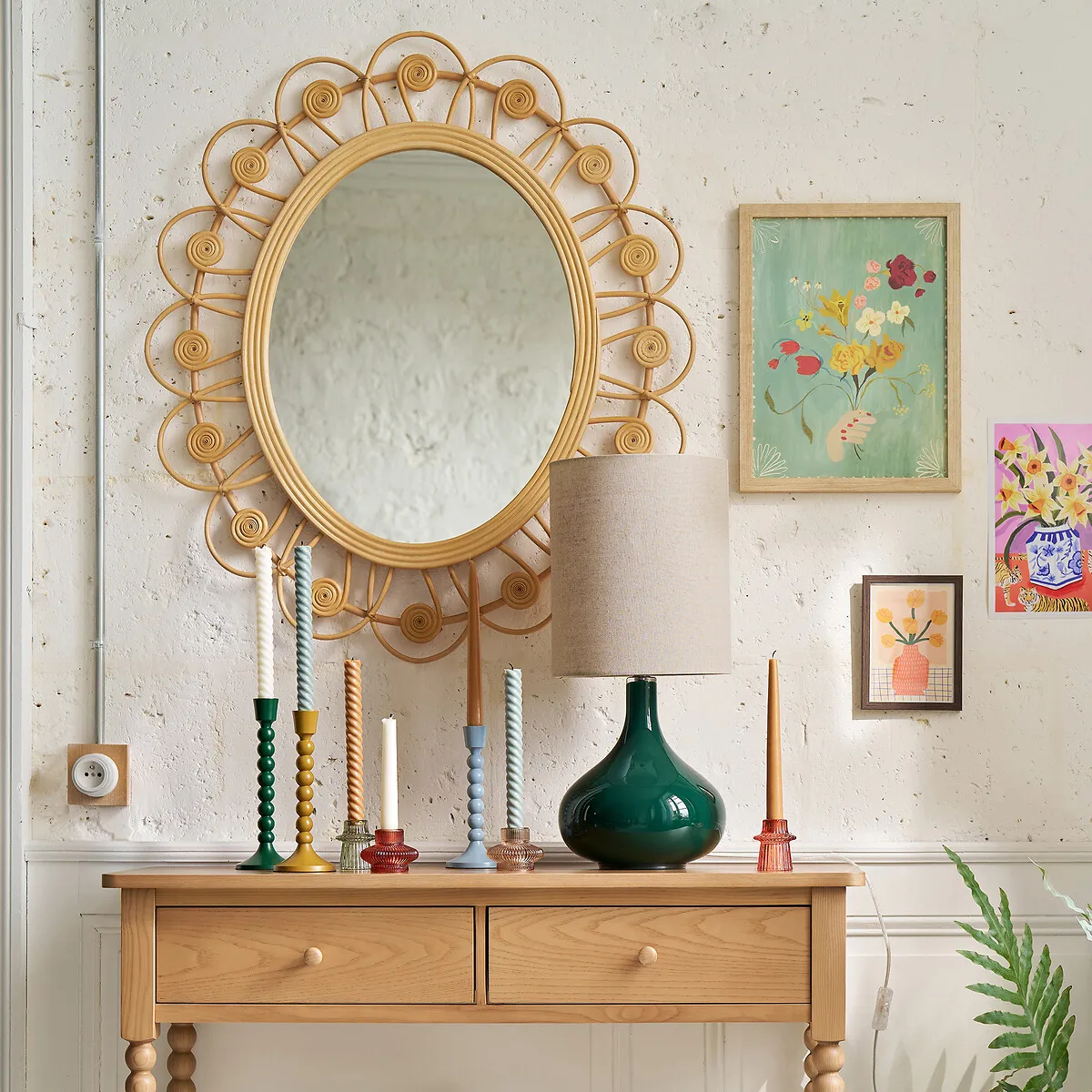 Lampe À Poser Verre Et Lin, Juna — vue 3