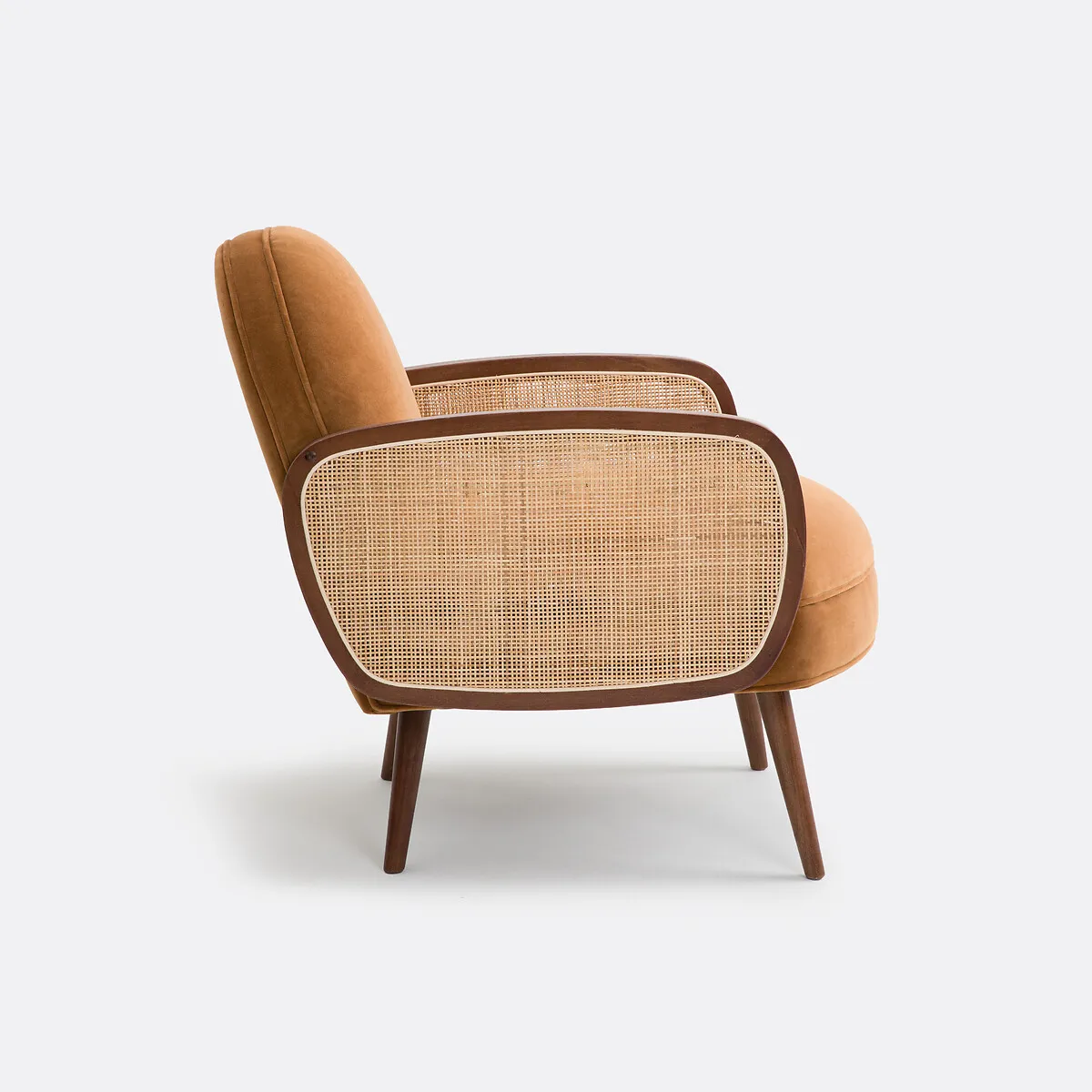 Fauteuil Velours Et Cannage, Buisseau — vue 3