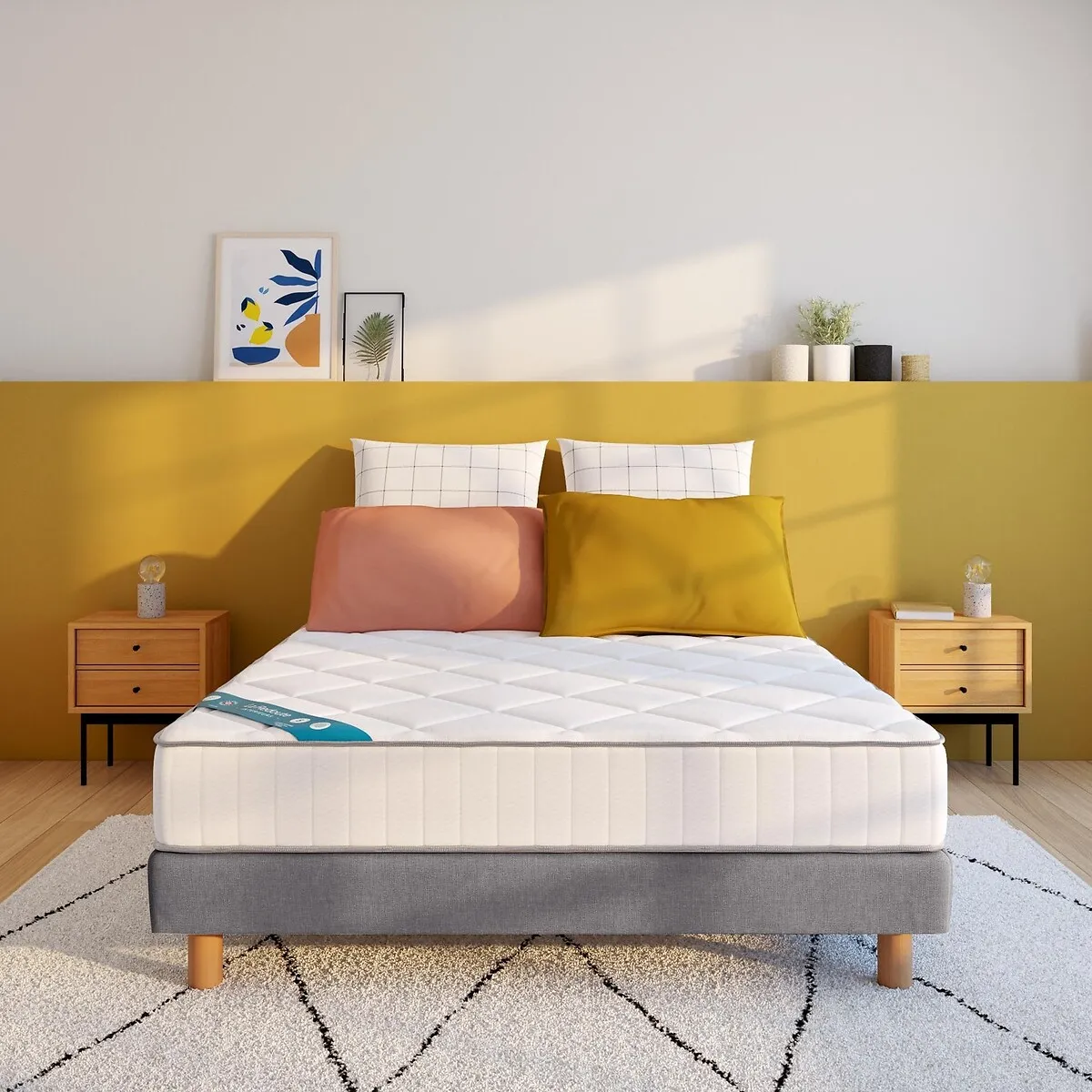 Ensemble Matelas Latex, 3 Zones, Soutien Mi-ferme, Accueil Tonique + Sommier