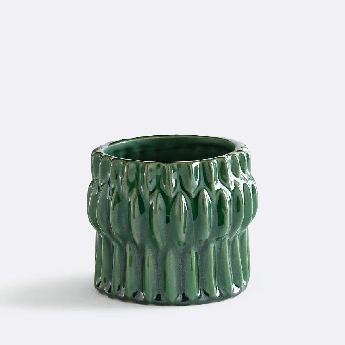Cache-pot En Céramique Reliéfée, Diamètre 13,5 Cm, KYRIA