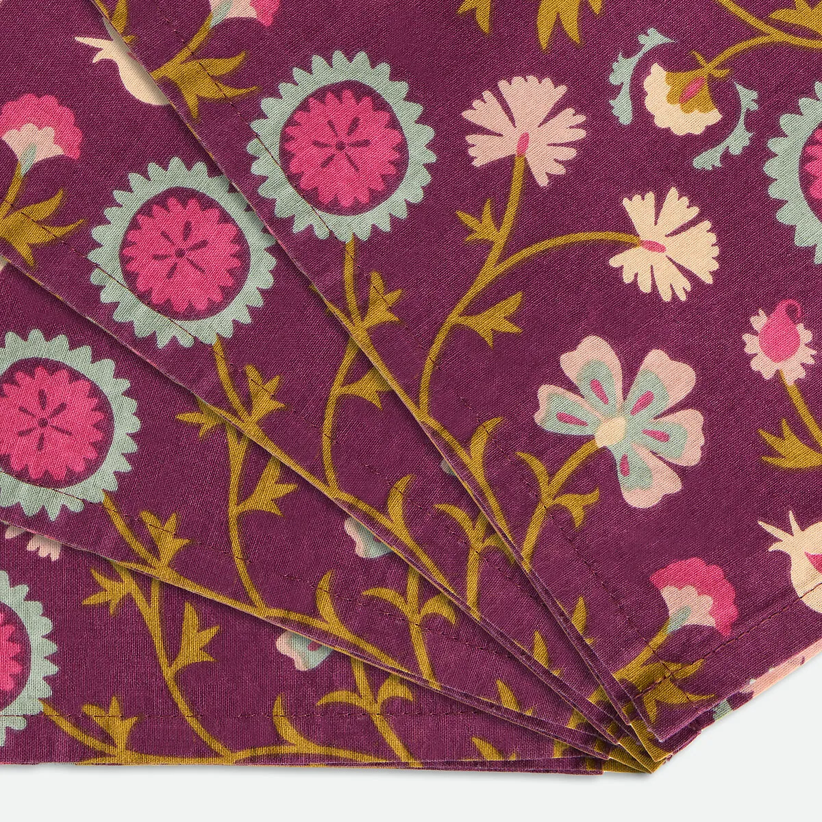 Lot De 4 Serviettes De Table, Imprimé Floral, En Coton Lavé, IZILD — vue 3