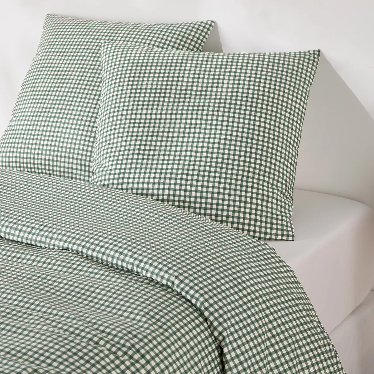 Parure De Lit 30% Coton Recyclé, Taie Carrée, Imprimé Carreaux, LESIA — vue 3