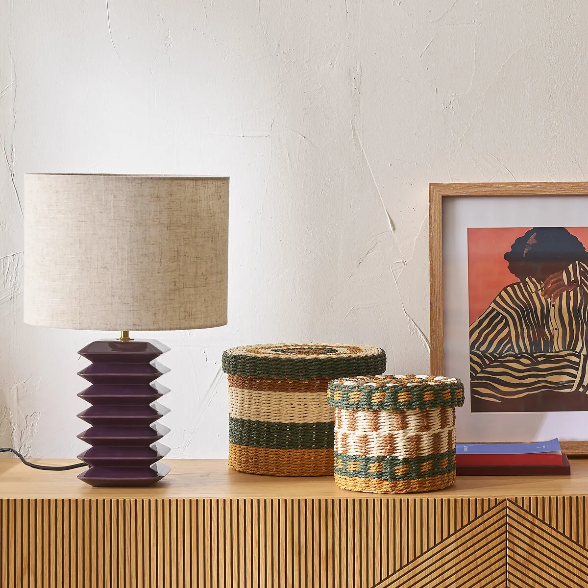 Lampe À Poser En Céramique Et Lin, Remilo — vue 3