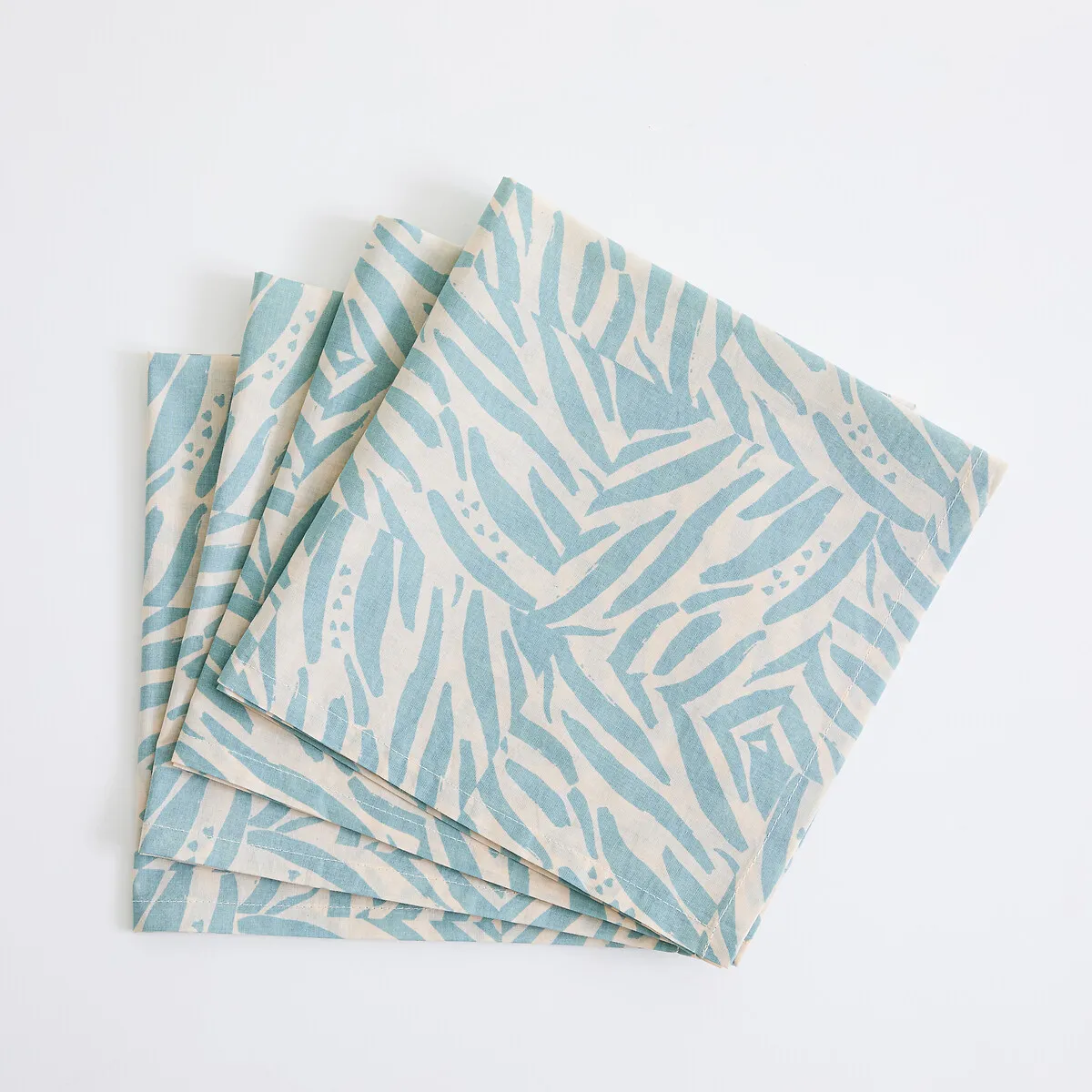 Lot 4 Serviettes De Table En Voile De Coton Imprimé, LEAN 
