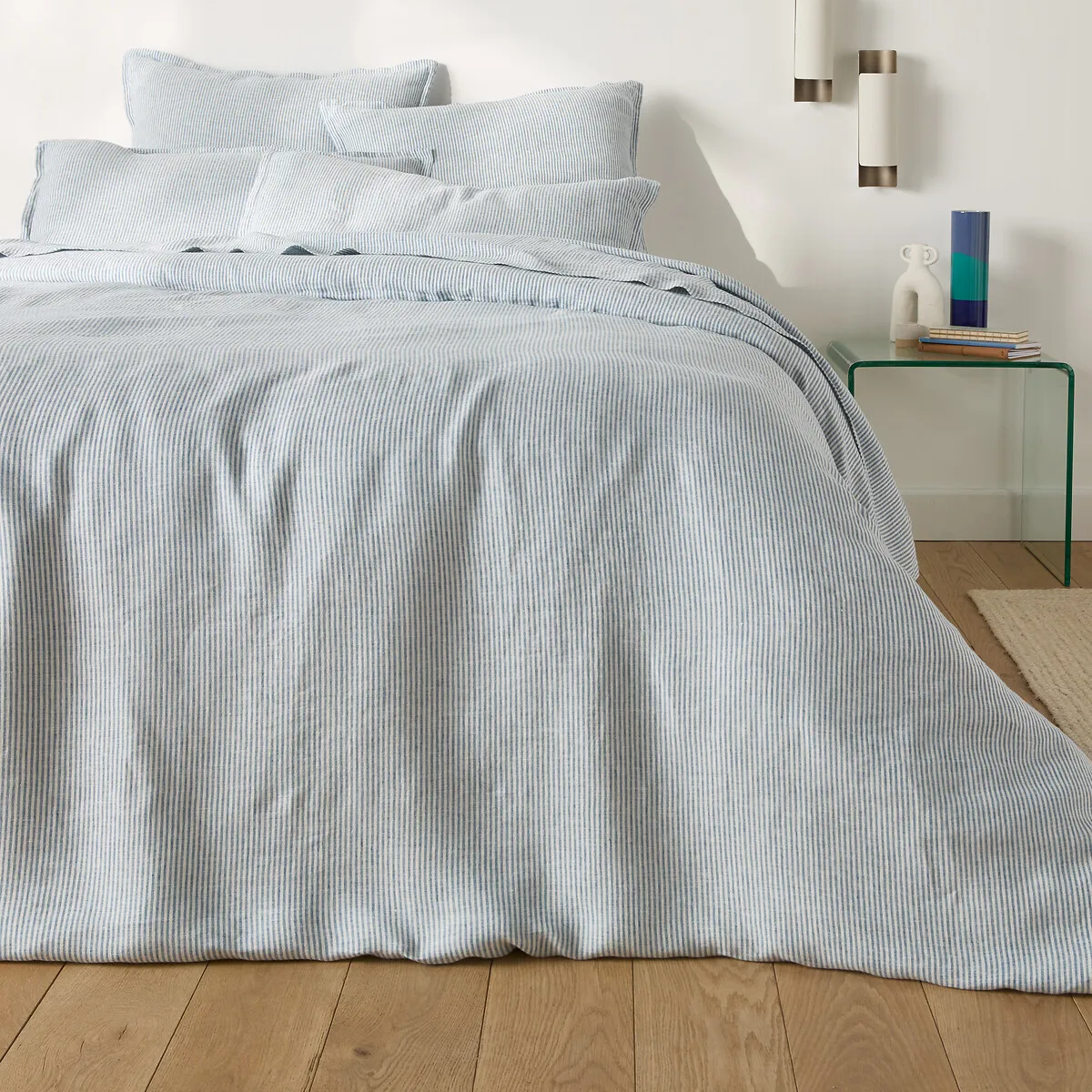 Housse De Couette En Lin Lavé, Limona Bleu — vue 3