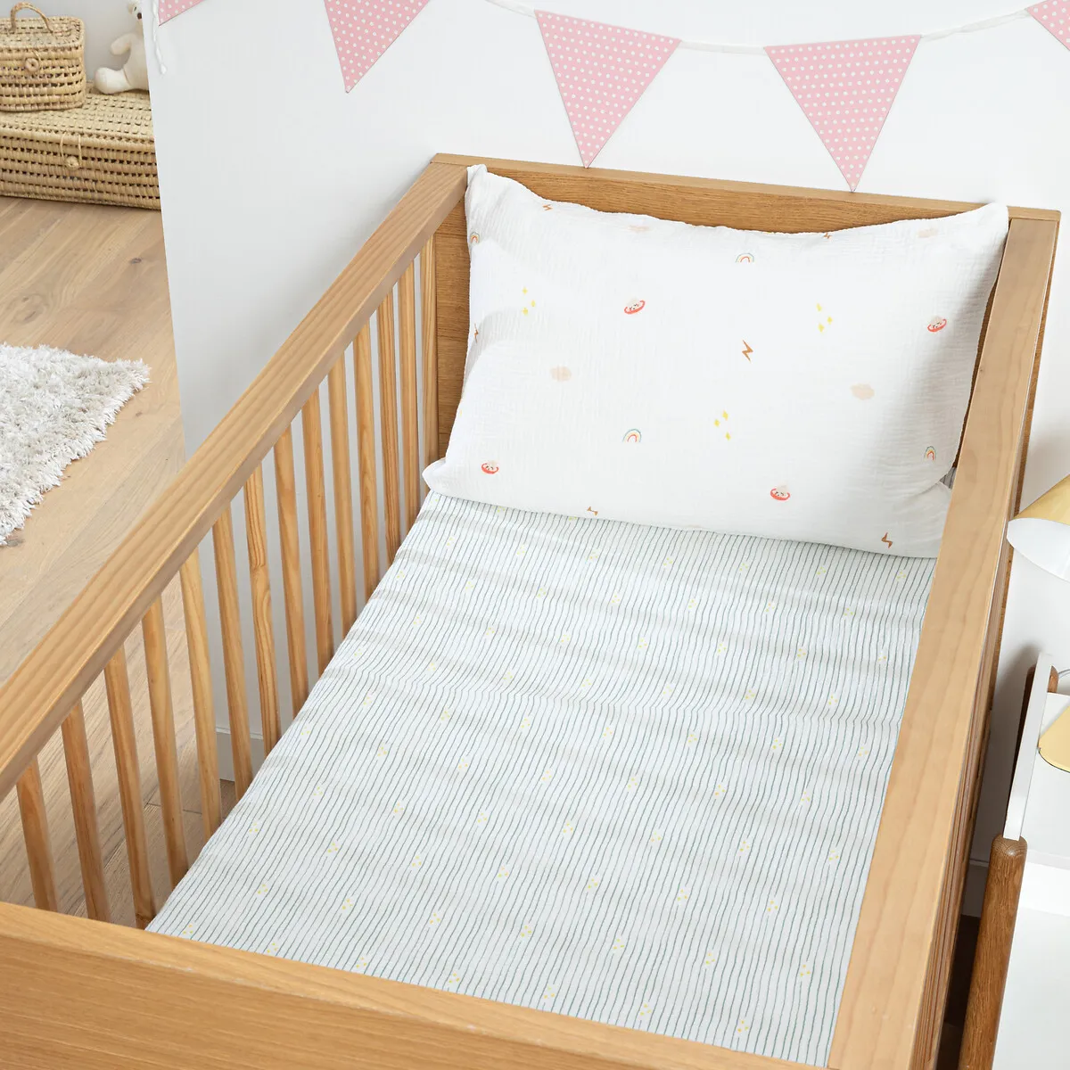 Drap-housse Bébé, En Gaze De Coton, Bonnet 17 Cm, Imprimé Planètes, DIEGO