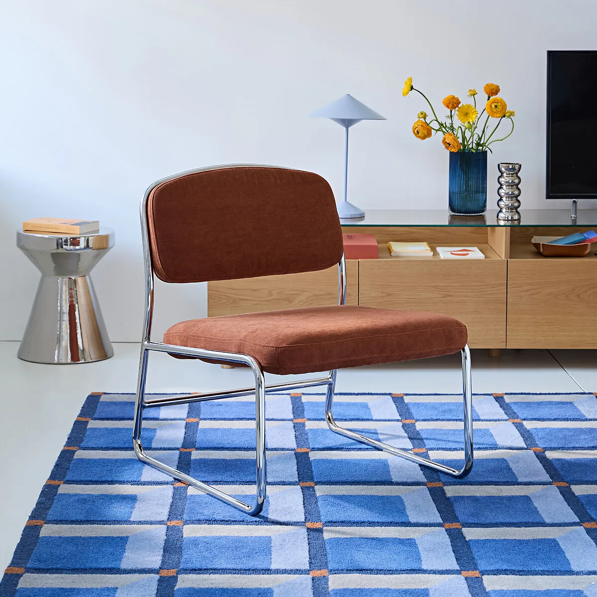 Fauteuil Chrome Et Tissu, Celestina — vue 3