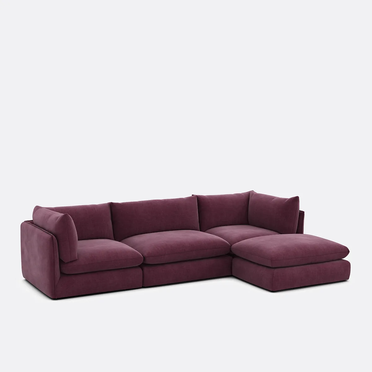 Canapé Modulable, 3 Places Avec Pouf, En Tissu Structuré, MALO — vue 3