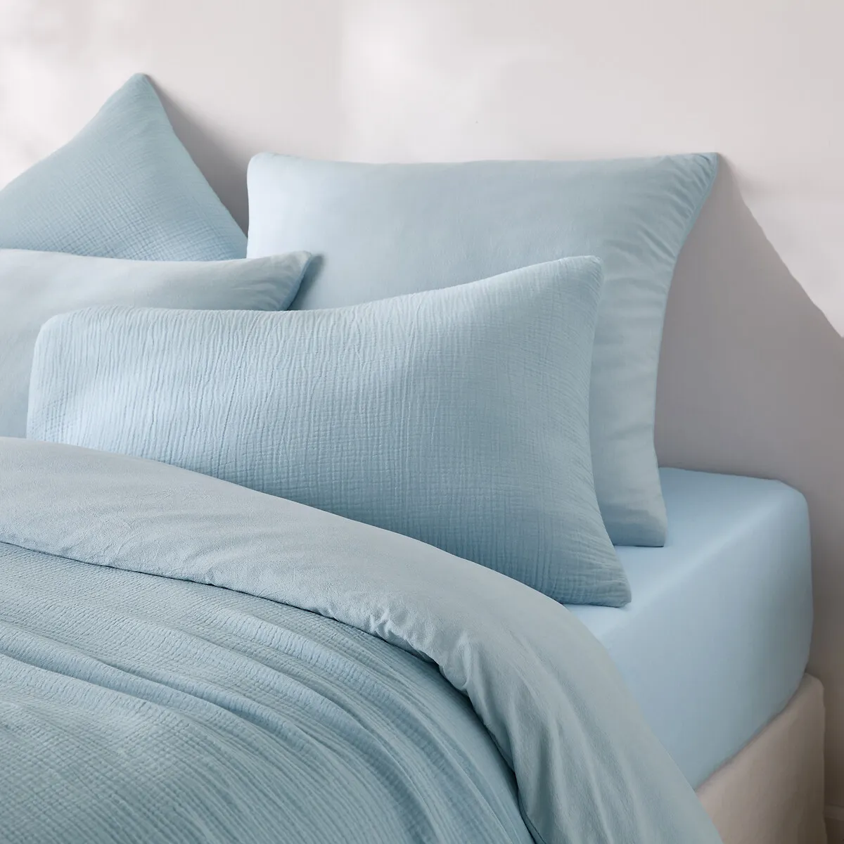 Drap-housse Uni, En Coton Lavé, Bonnet 30 Cm, KUMCO — vue 3