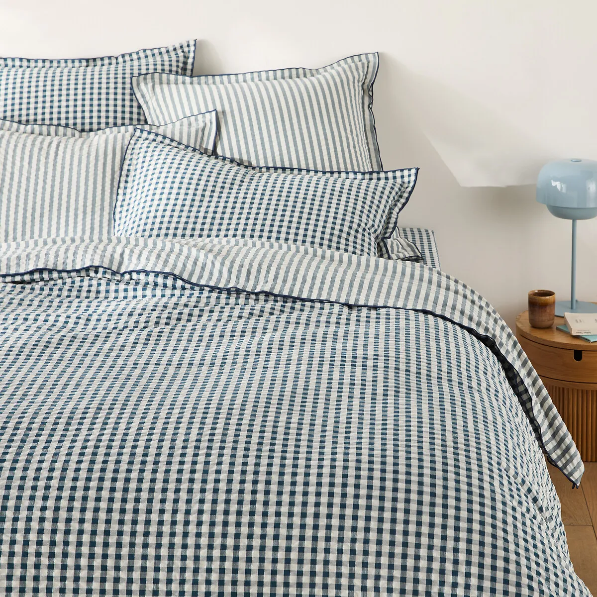 Housse De Couette Coton Seersucker, COTTAGE BLEU