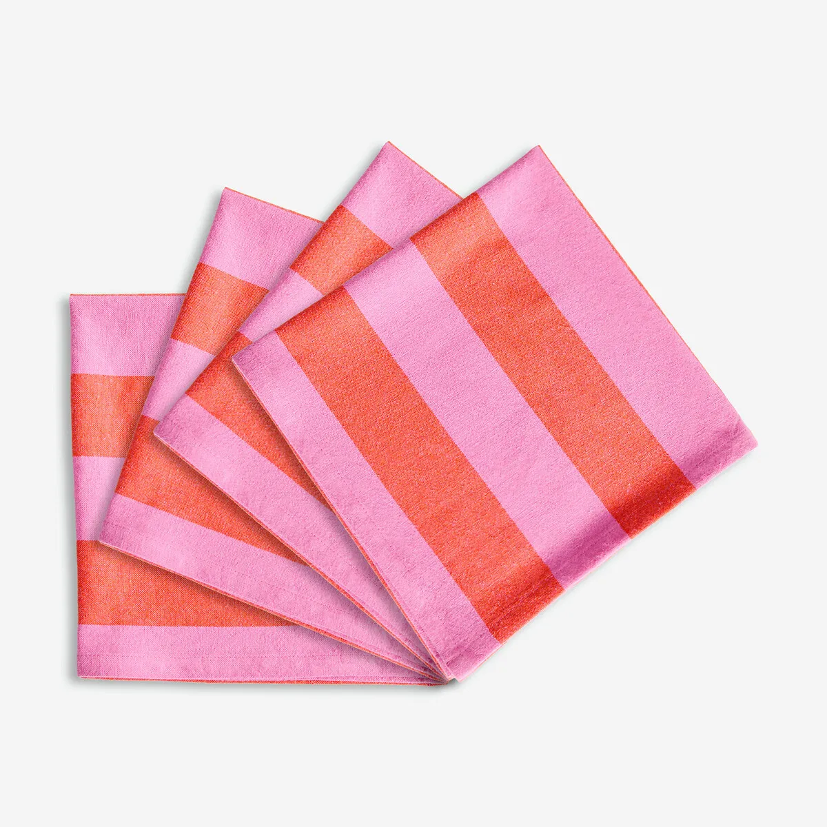 Lot De 4 Serviettes De Table Rayées, 30% Coton Recyclé, Tissé Teint, MIRELLA