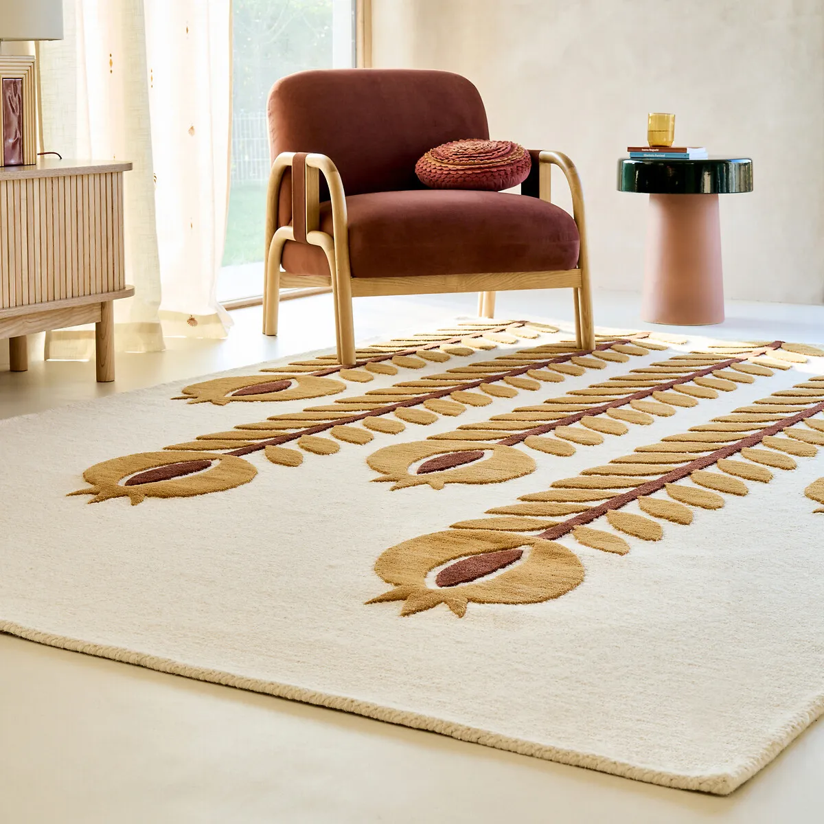 Fauteuil Lounge, En Velours Et Frêne, VINDY — vue 3