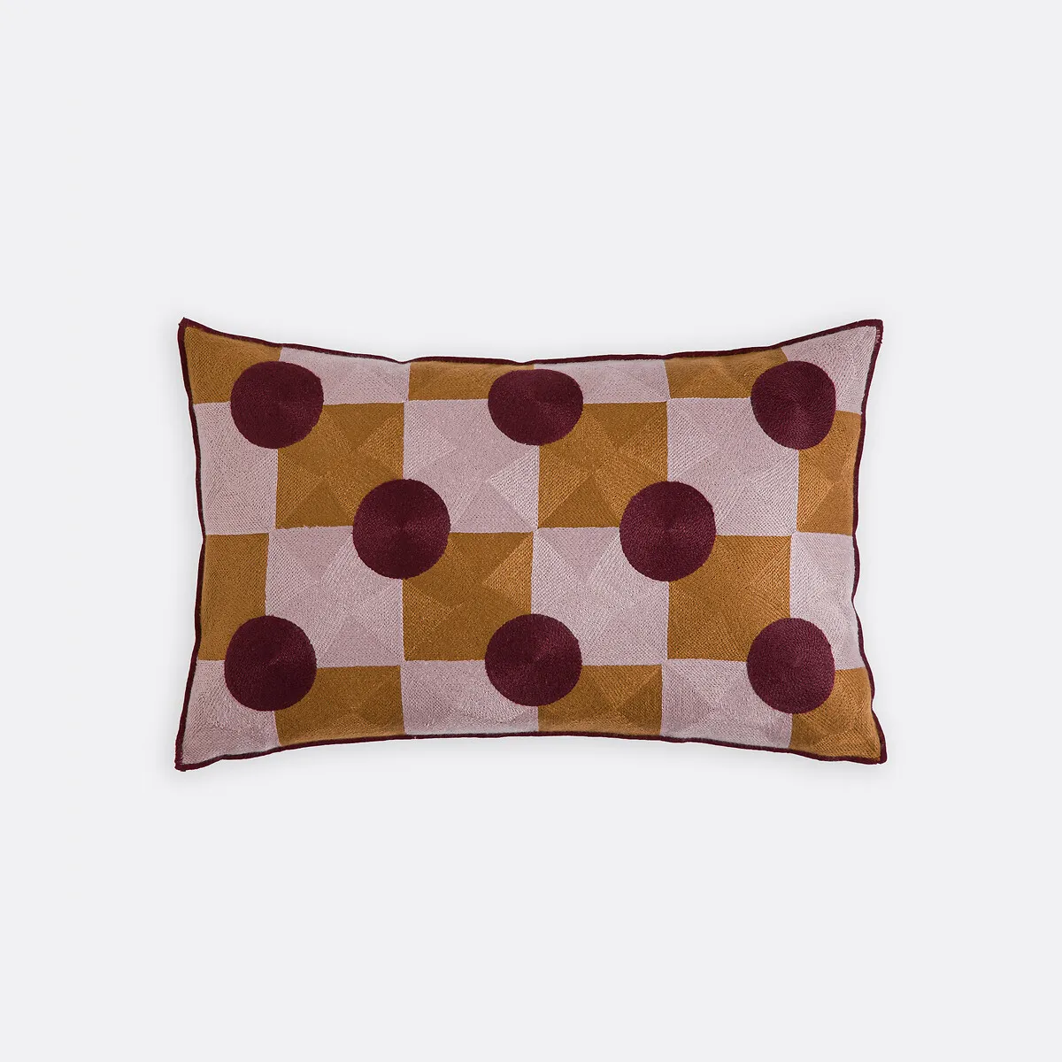 Housse De Coussin Rectangulaire 50x30cm, En Lin Et Coton Brodé, TOUMA