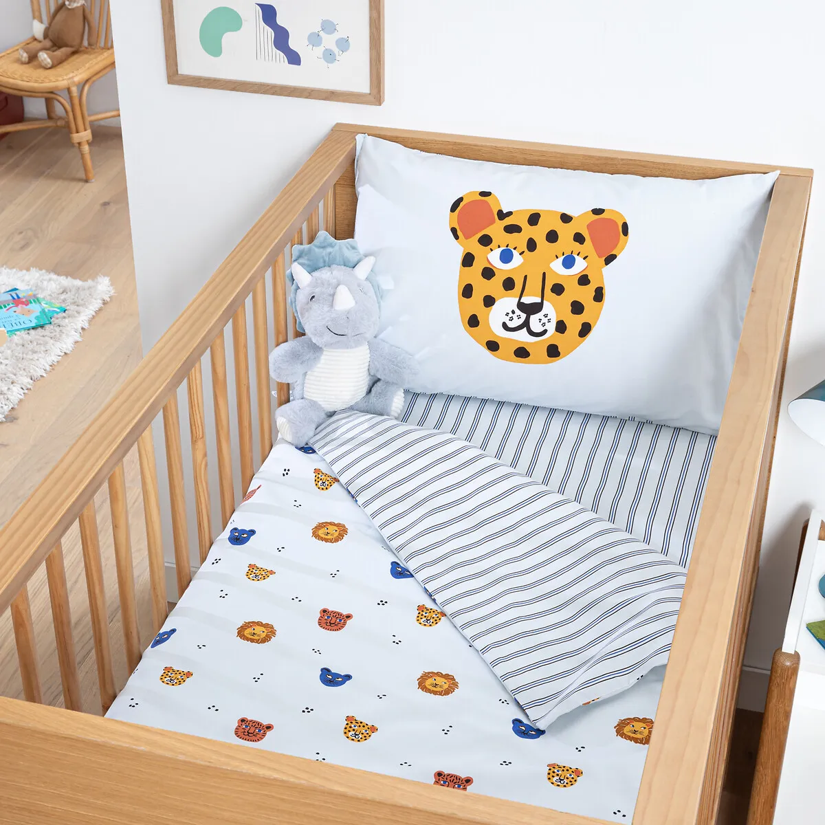 Housse De Couette Bébé, En Percale De Coton, Imprimé Animaux, PETITE SAVANE — vue 3