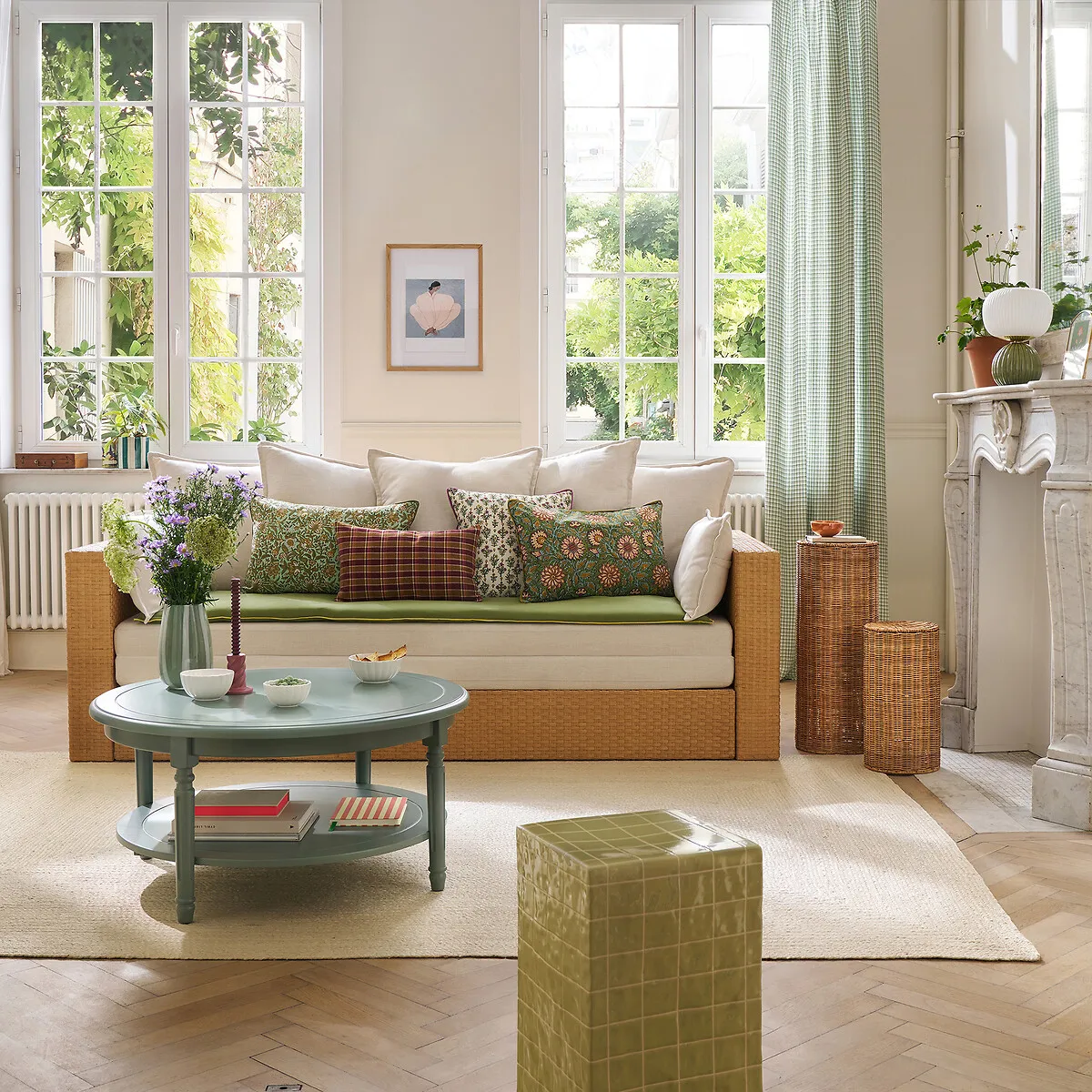 Rideau Motif Vichy, Gaze De Coton, À Anneaux, NINON — vue 3