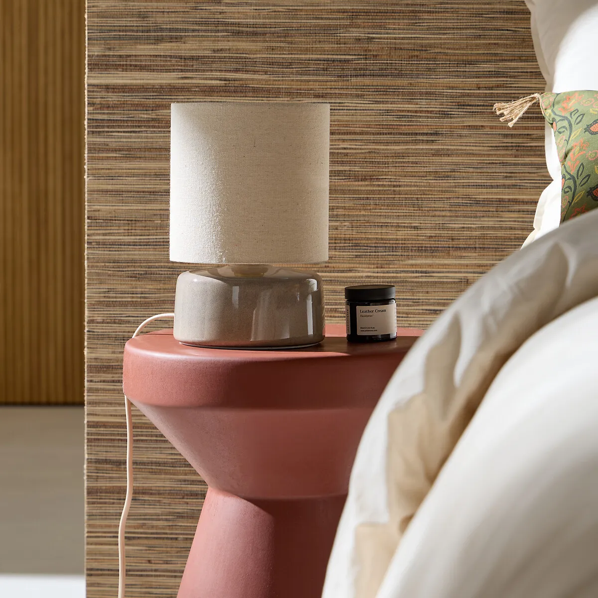 Lampe À Poser Céramique Et Lin Hauteur 25 Cm, Amaga — vue 3