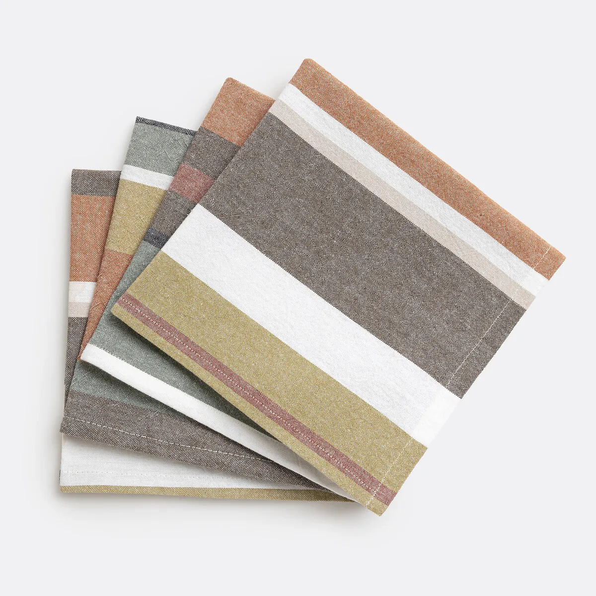 Lot De 4 Serviettes De Table Coton Lavé Tissé-teint, Antika
