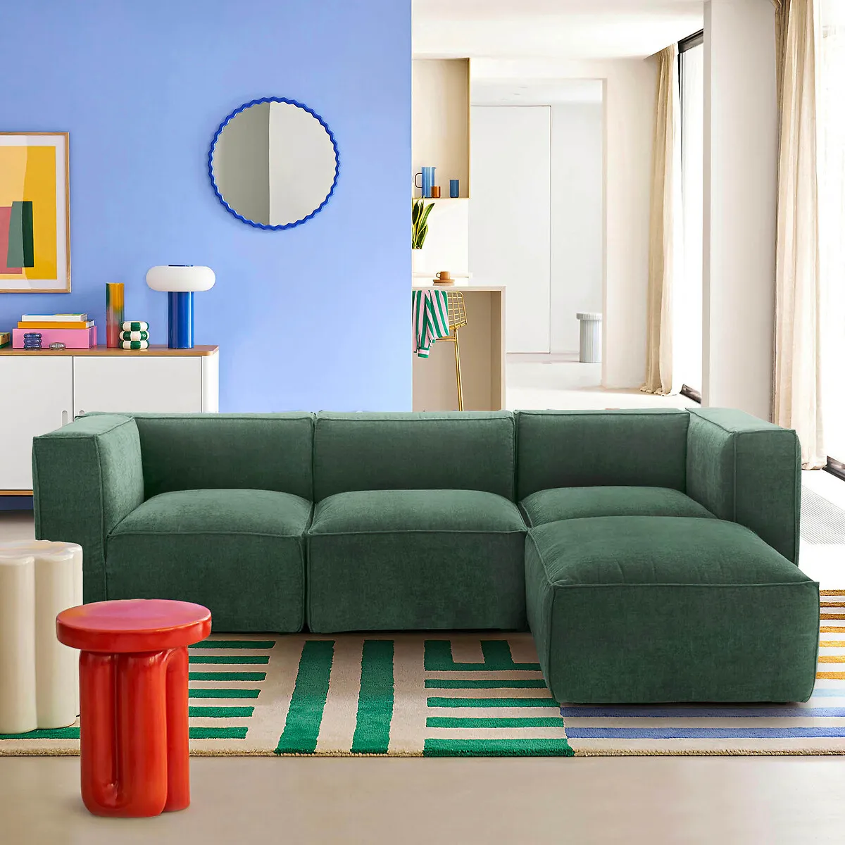 Pouf Modulable Velours Texturé, Seven — vue 3