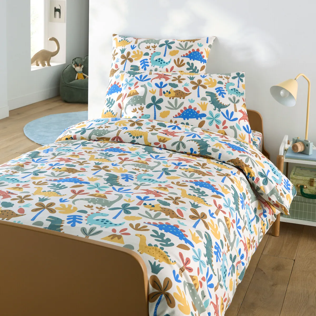 Housse De Couette Enfant, 30% Coton Recyclé, Imprimé Dinosaures, DINO — vue 3