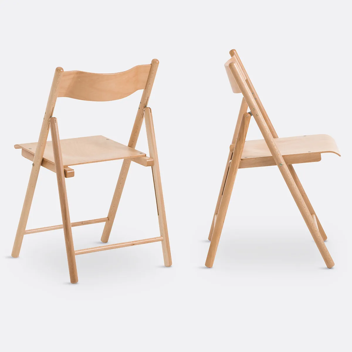 Lot De 2 Chaises Pliantes Hêtre Et Plaqué, Panni — vue 3