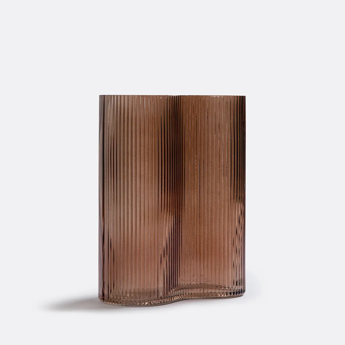 Vase En Verre Fumé Strié H21 Cm, Anija
