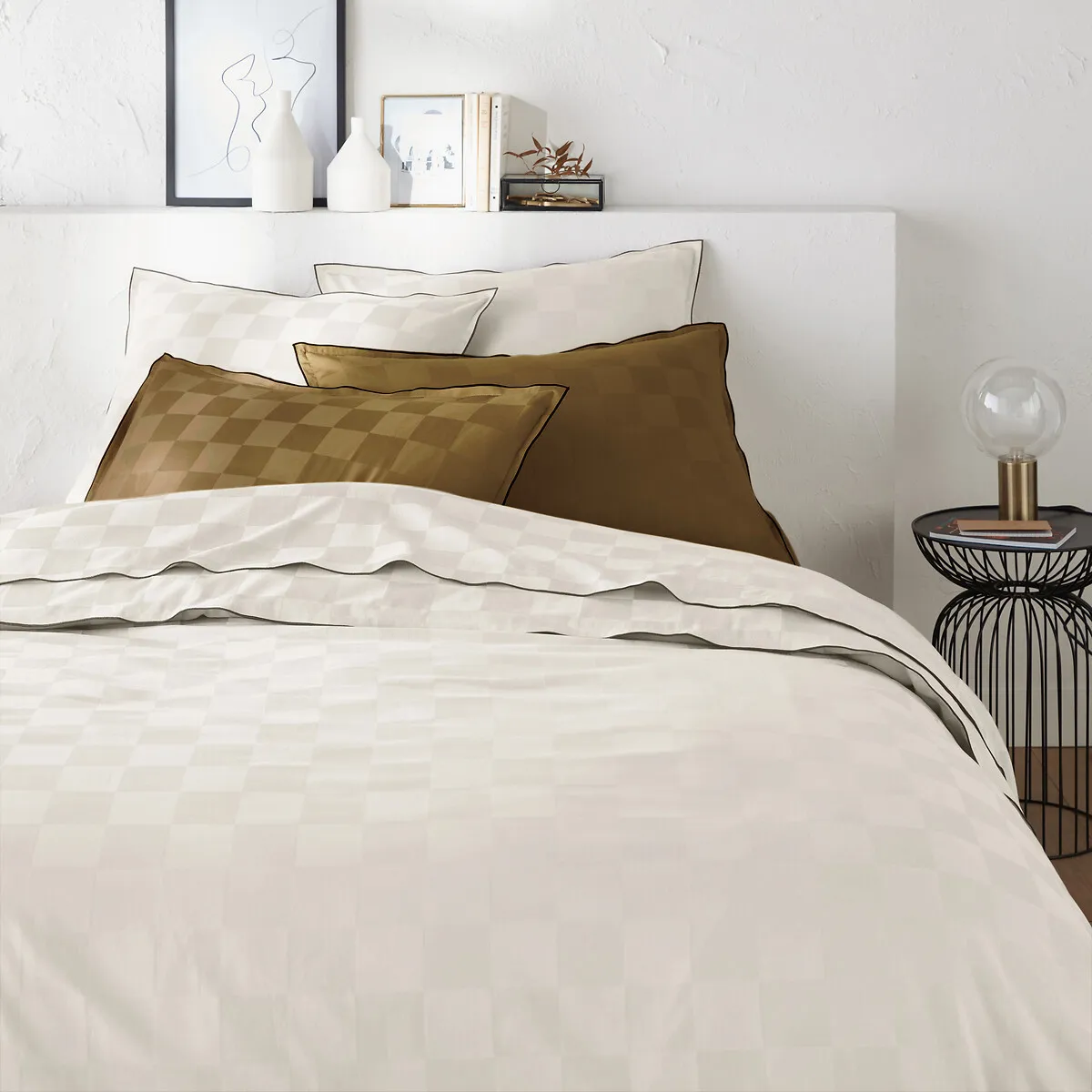 Housse De Couette Satin Coton Lavé, Victor Damier