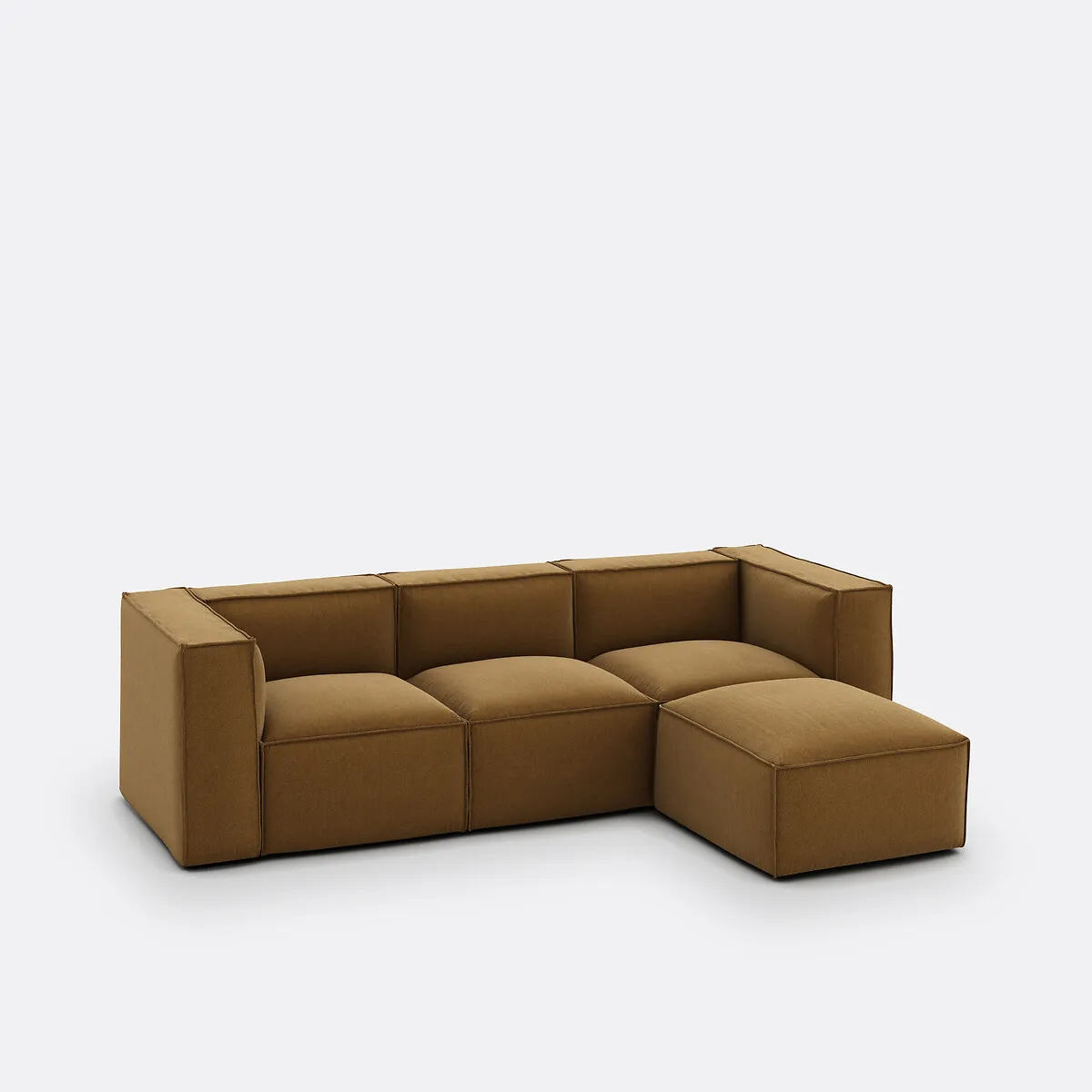 Canapé Modulable, 3 Places Et Pouf, En Tissu Texturé, SEVEN — vue 3