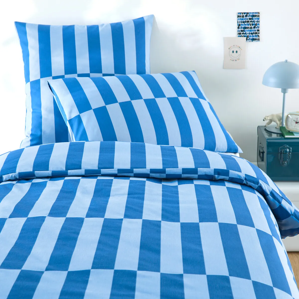 Housse De Couette Enfant En 50% Coton Recyclé, TABAKA BLEU