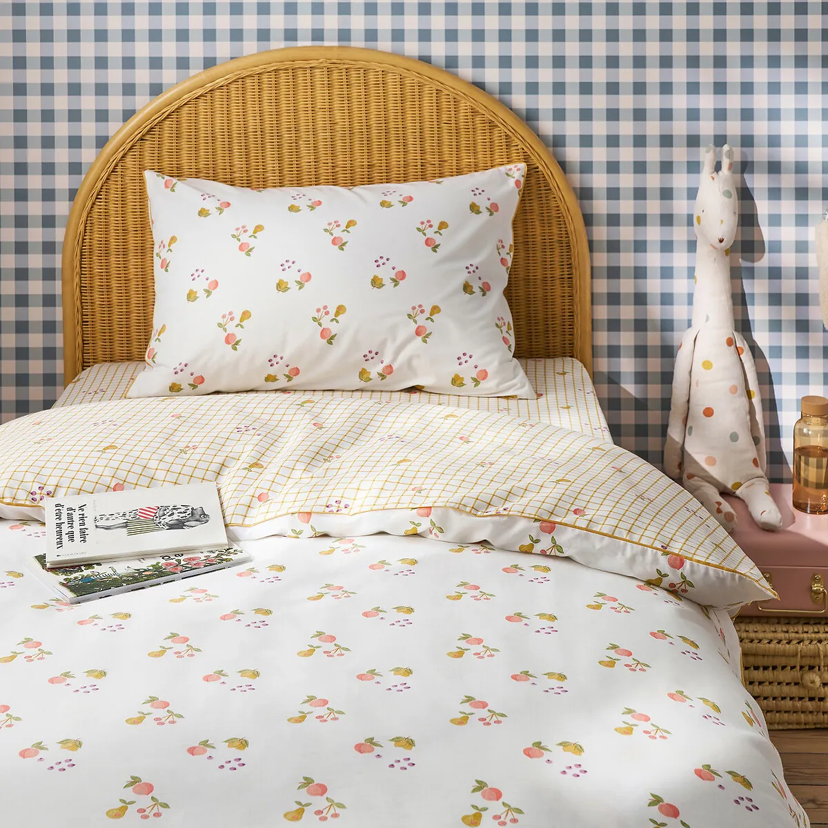 Drap-housse Enfant, En 50% Coton Recyclé, Bonnet 25 Cm, Imprimé Fruits, LILAS — vue 3