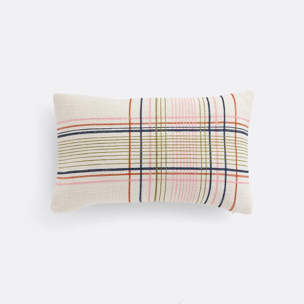 Housse De Coussin Rectangulaire En Coton Avec Carreaux Brodés