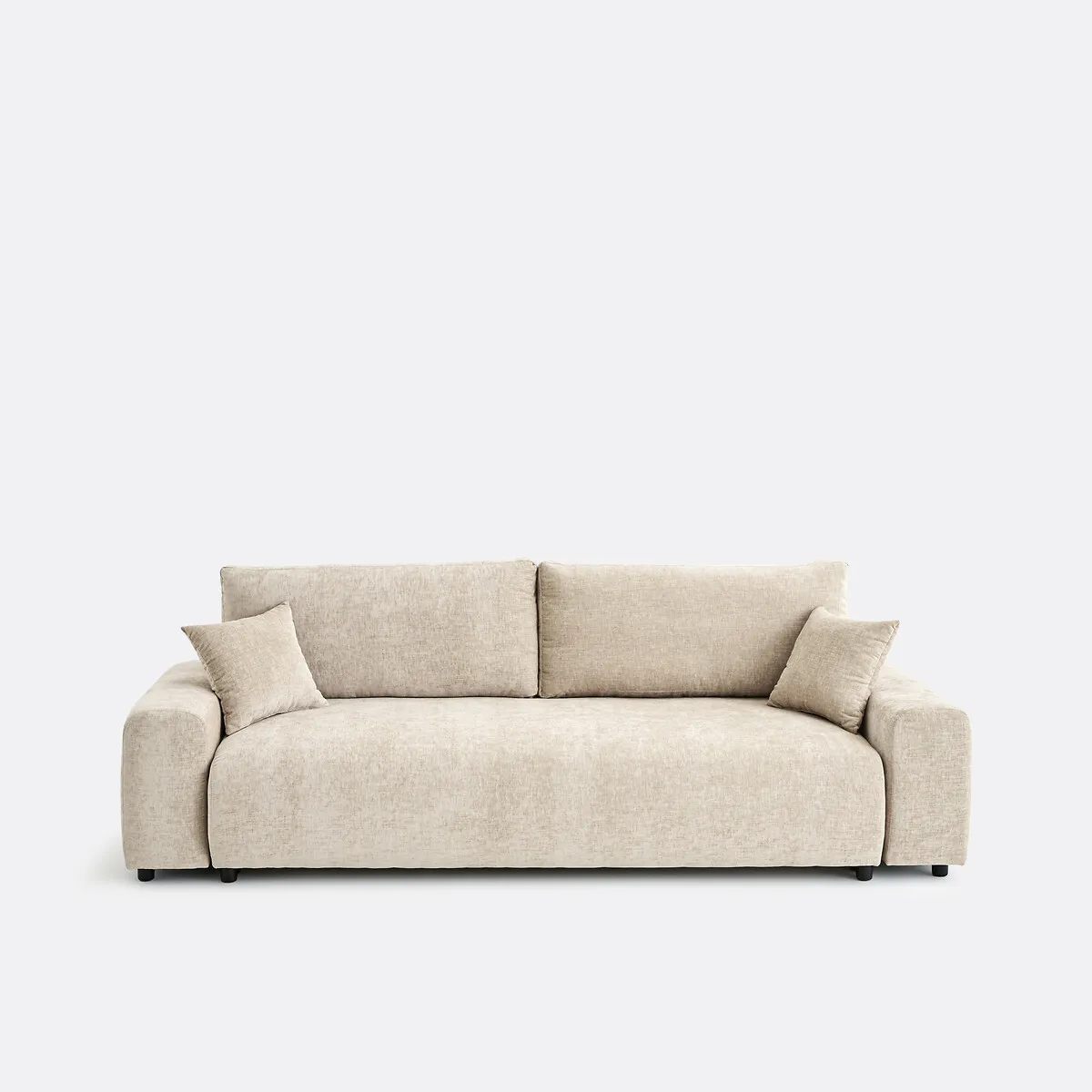 Canapé Droit, Convertible, Avec Coffre, 3 Places, En Chenille Flammée, GALENE