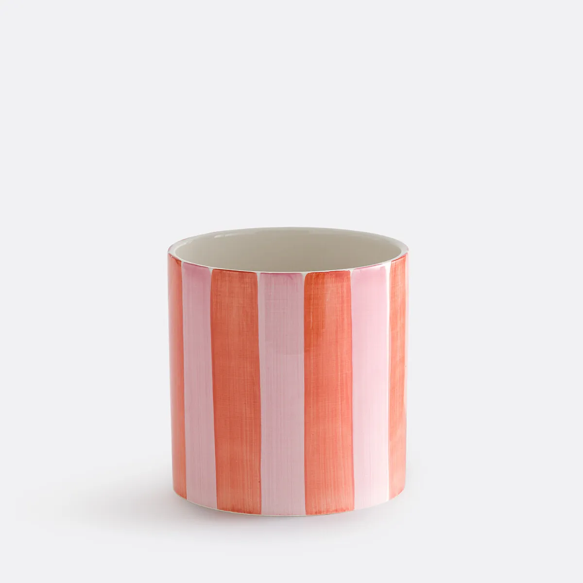 Cache-pot En Céramique, À Rayures, Diamètre 14 Cm, JAOMA