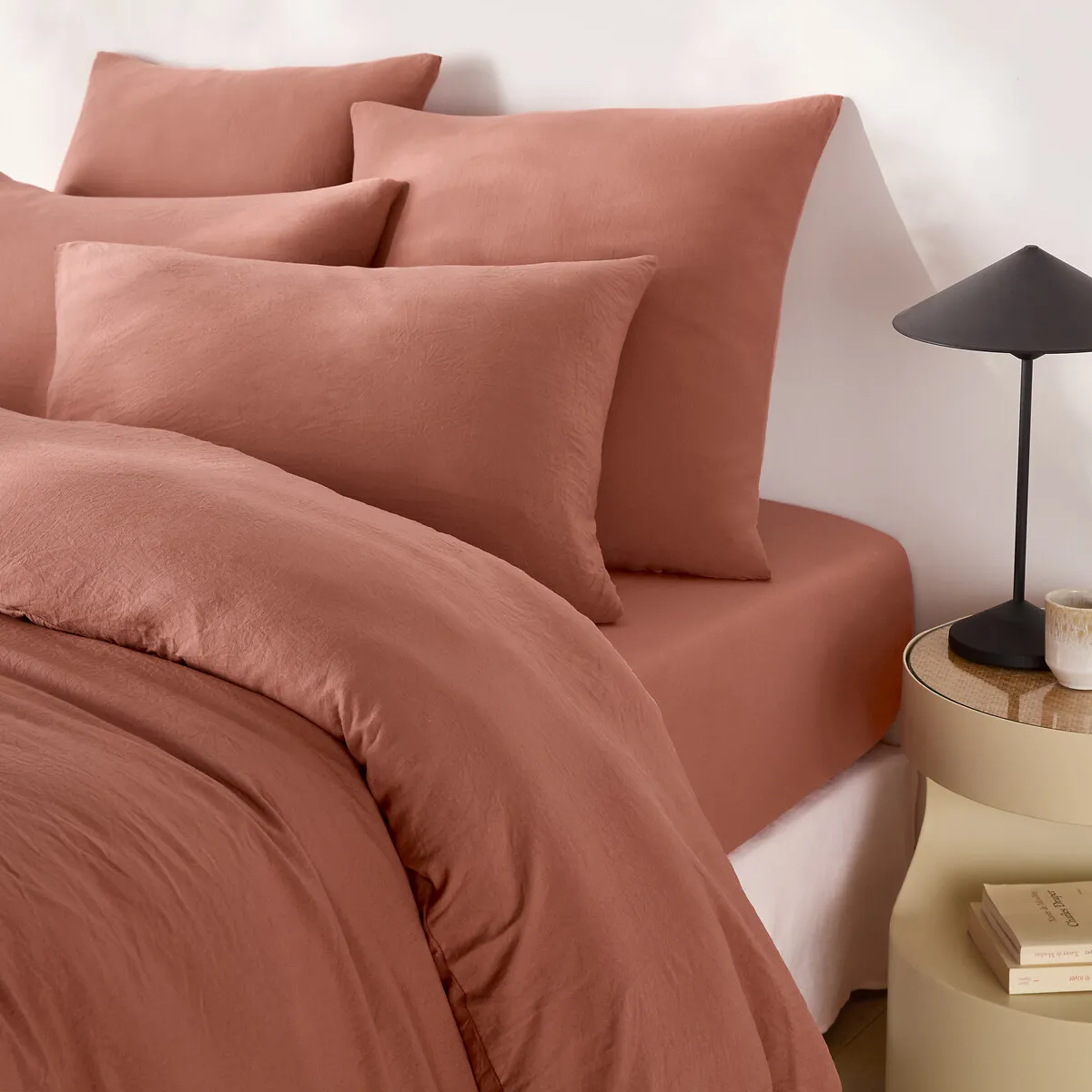Drap-housse En Microfibre Lavée, Polyester Recyclé, Bonnet 30 Cm — vue 3