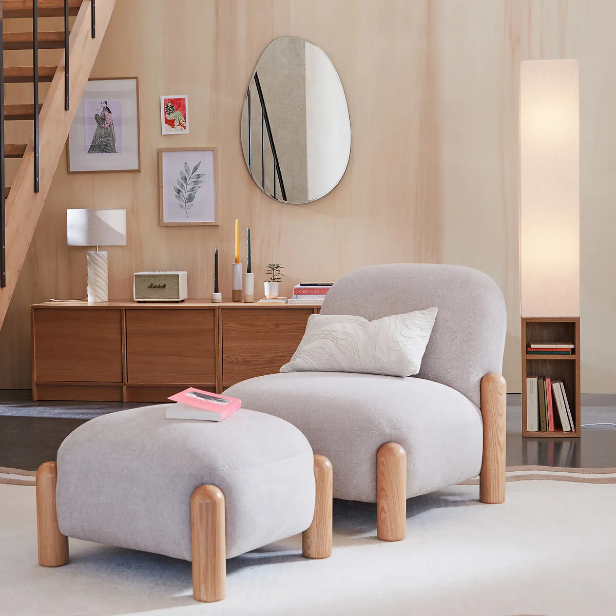 Fauteuil Rembourré Tissu Chenille, Boldi — vue 3