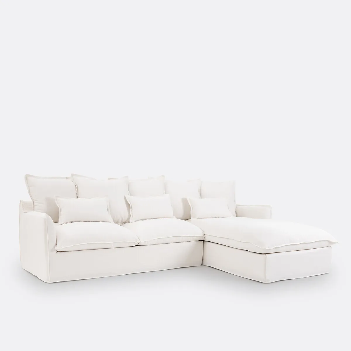 Canapé D’angle Convertible, 4 Places, Comfort Bultex®, Déhoussable, En Lin, ODNA — vue 3