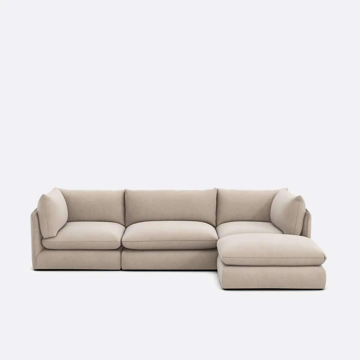 Canapé Modulable, 3 Places Avec Pouf, En Tissu Structuré, MALO