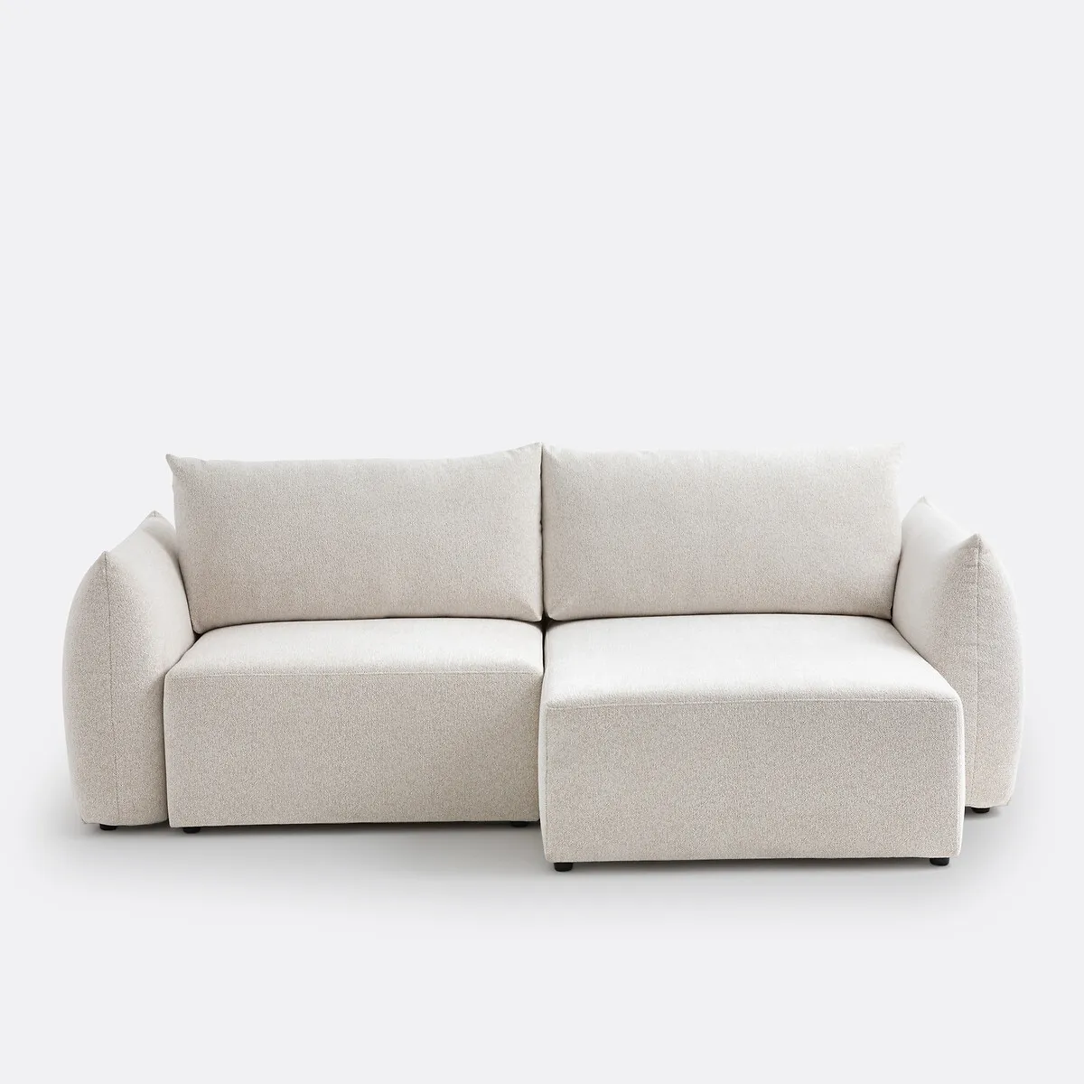 Canapé D'angle Convertible Avec Coffre, 3 Places, En Tissu Chenillé Chiné, EDITH