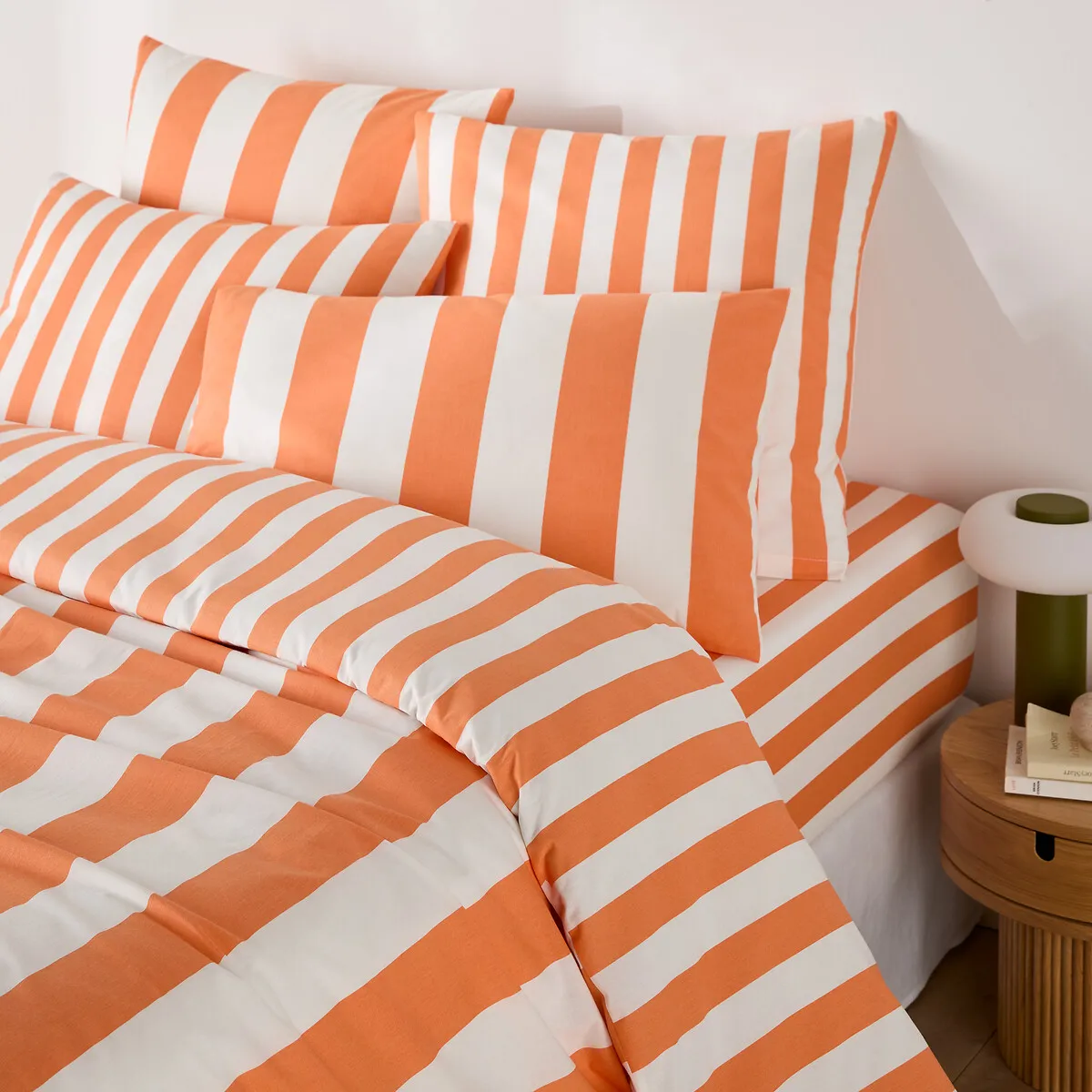 Housse De Couette En Coton, Imprimé Rayures, HENDAYE ORANGE
