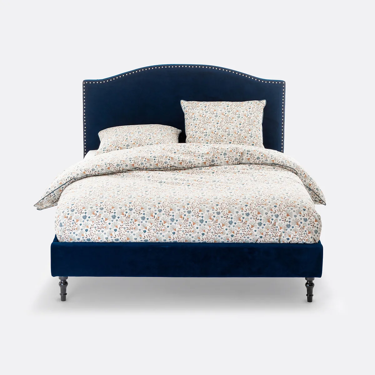 Lit Velours Finition Cloutée Avec Sommier Andante — vue 3