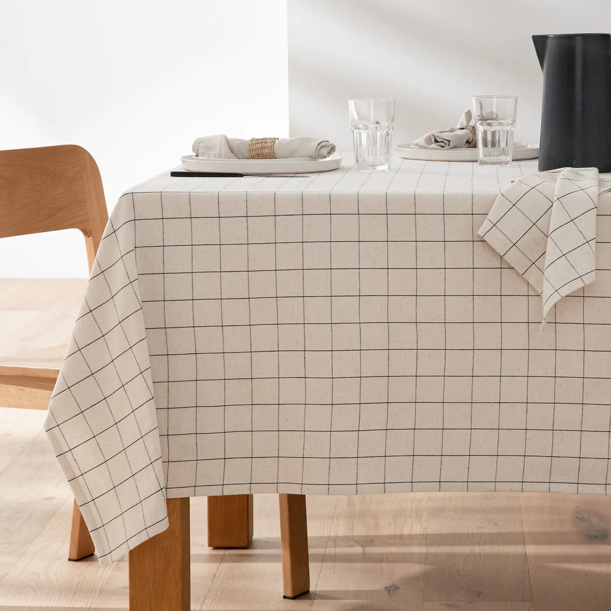 Nappe Carreaux Tissé Teint Coton/lin Tissala