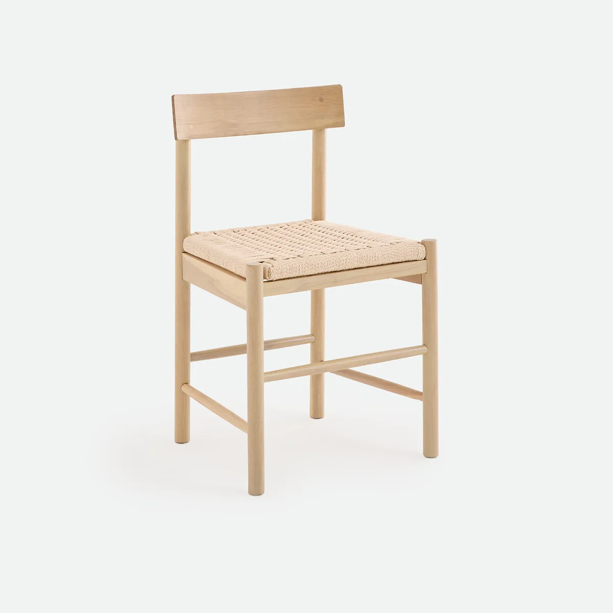 Chaise En Chêne Massif Effet Bois Blanchi, Assise En Corde, TAGA